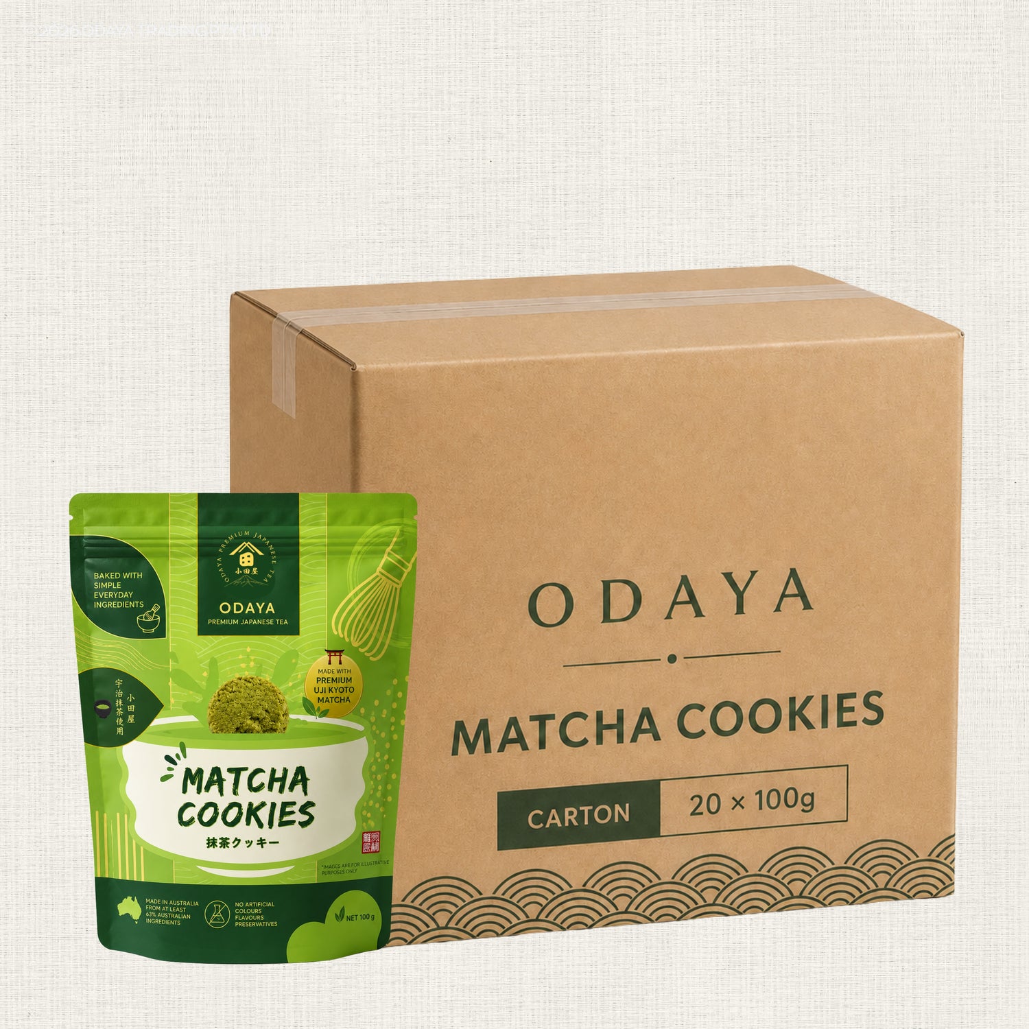 ODAYA Matcha Cookies [ 20 × 100g Carton ]